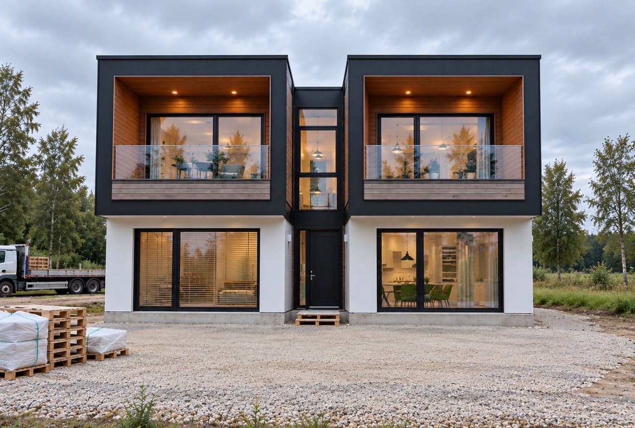 Luxury 3 Bedroom Modular Villa — Living and Dining Open-plan living and dining interior in the Luxury 3 Bedroom Prefabricated Modular Container Home Villa
