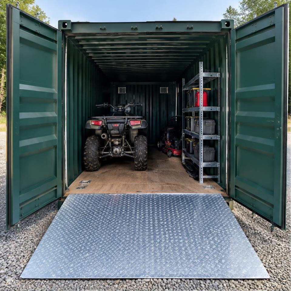 Outback Ridge 20 Compact Equipment Garage — Interior from primary entrance Outback Ridge 20 Compact Equipment Garage — interior from primary entrance showing the catalog configuration