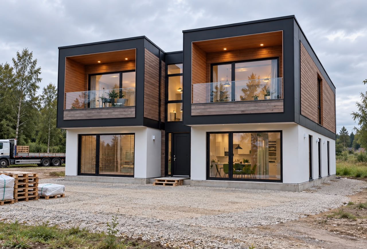 Luxury 3 Bedroom Modular Villa — Kitchen Light wood kitchen with island in the Luxury 3 Bedroom Prefabricated Modular Container Home Villa
