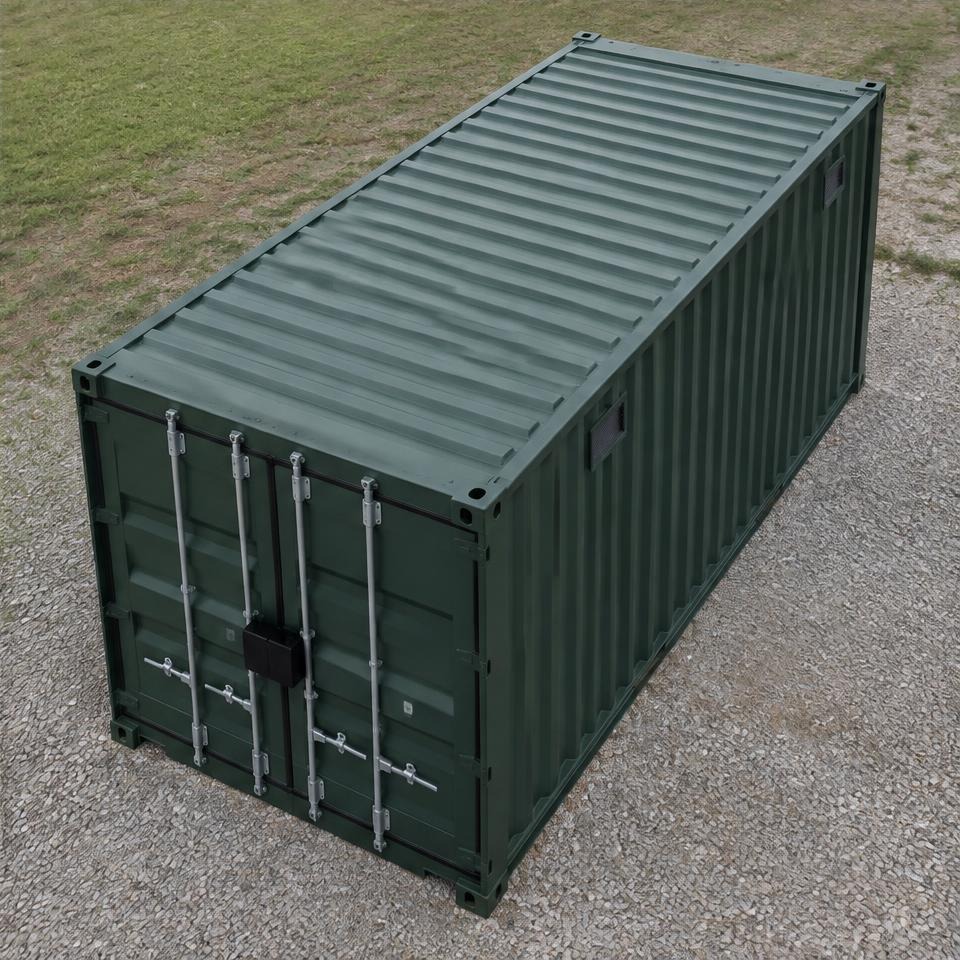 Outback Ridge 20 Compact Equipment Garage — Elevated roof and footprint Outback Ridge 20 Compact Equipment Garage — elevated roof and footprint showing the catalog configuration