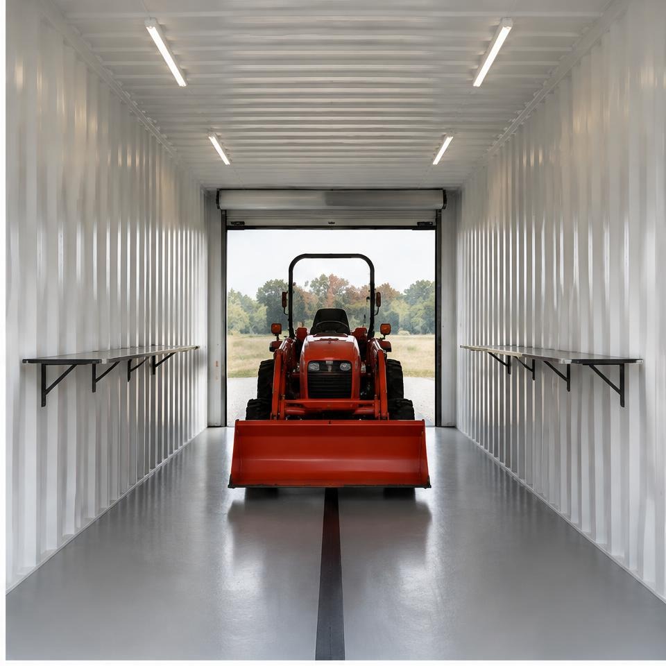 Outback Crosswind 40 High-Cube Drive-Through Garage — Interior toward vehicle door Outback Crosswind 40 High-Cube Drive-Through Garage — interior toward vehicle door showing the catalog configuration