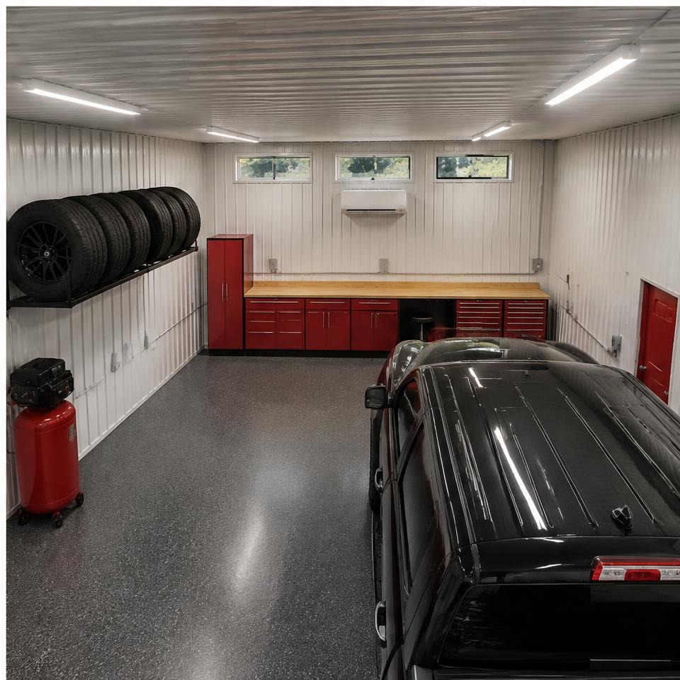 Outback Summit 40 High-Cube Performance Garage — Complete interior overview Outback Summit 40 High-Cube Performance Garage — complete interior overview showing the catalog configuration