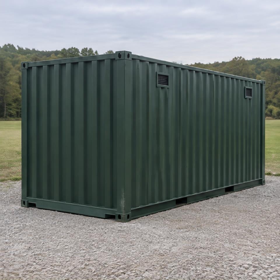 Outback Ridge 20 Compact Equipment Garage — Rear three-quarter exterior Outback Ridge 20 Compact Equipment Garage — rear three-quarter exterior showing the catalog configuration