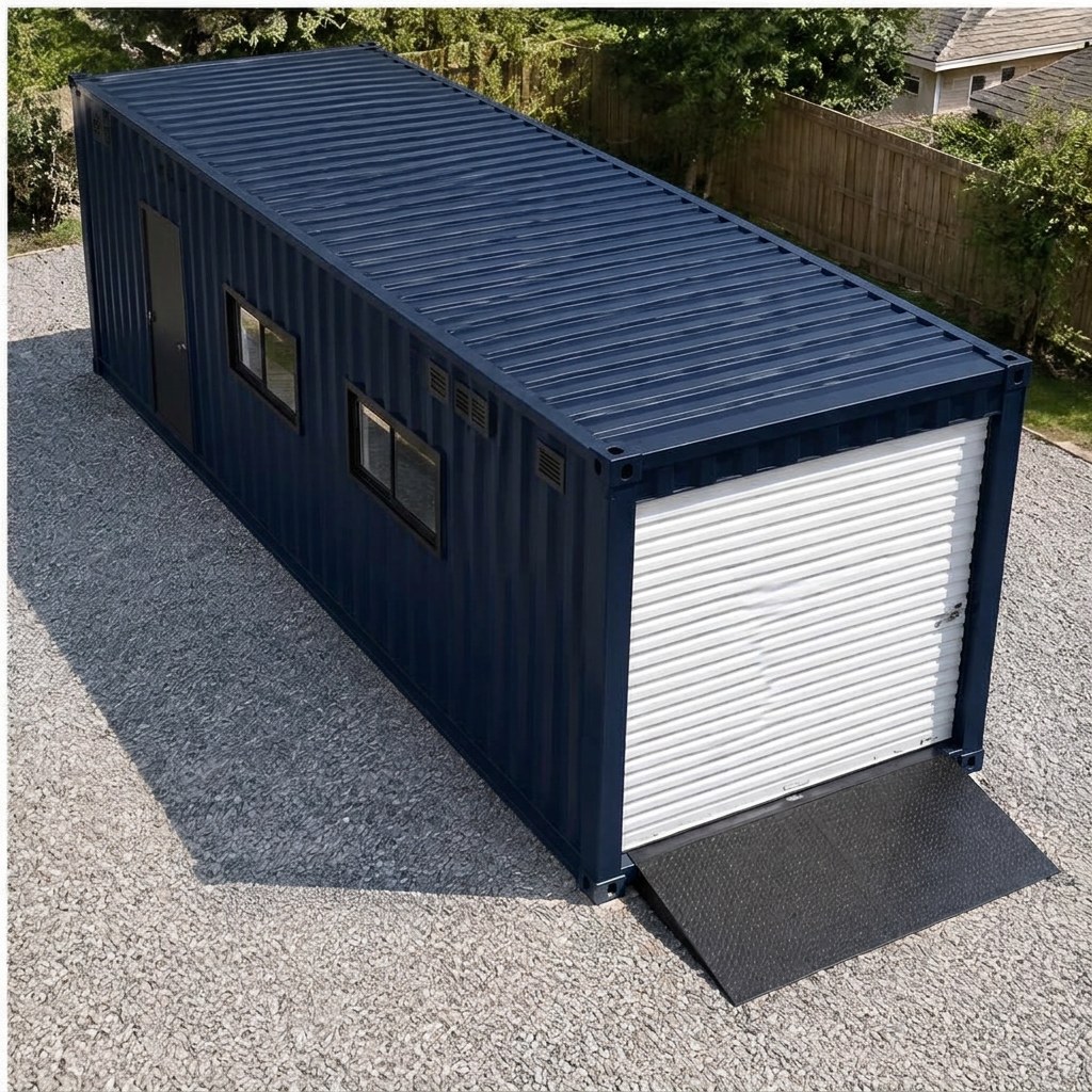 Outback Longhorn 40 Car & Workshop Garage — Elevated roof and footprint Outback Longhorn 40 Car & Workshop Garage — elevated roof and footprint showing the catalog configuration