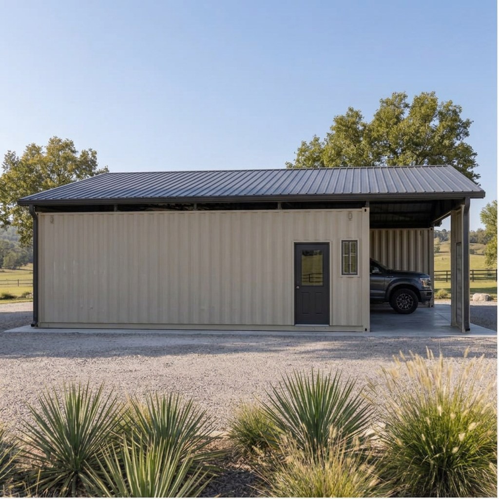 Outback RanchSpan 40 Twin-Bay Garage System — Full side exterior Outback RanchSpan 40 Twin-Bay Garage System — full side exterior showing the catalog configuration